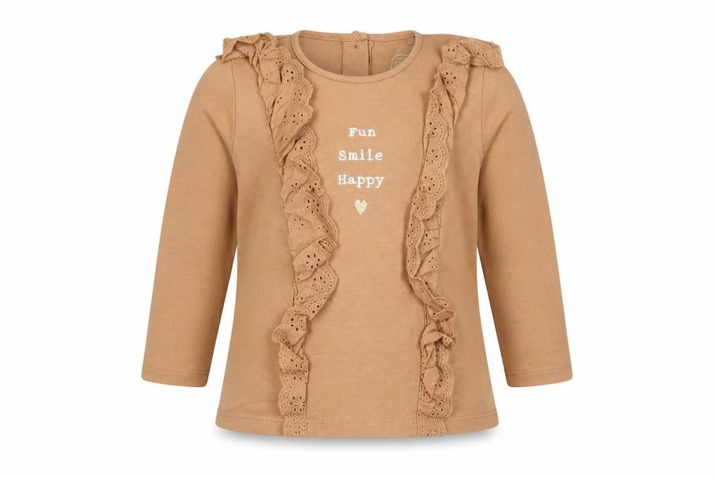 Front view of coo club girls’ brown basic t-shirt, size 2-3, years
