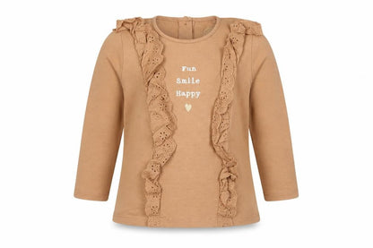 Front view of coo club girls’ brown basic t-shirt, size 2-3, years