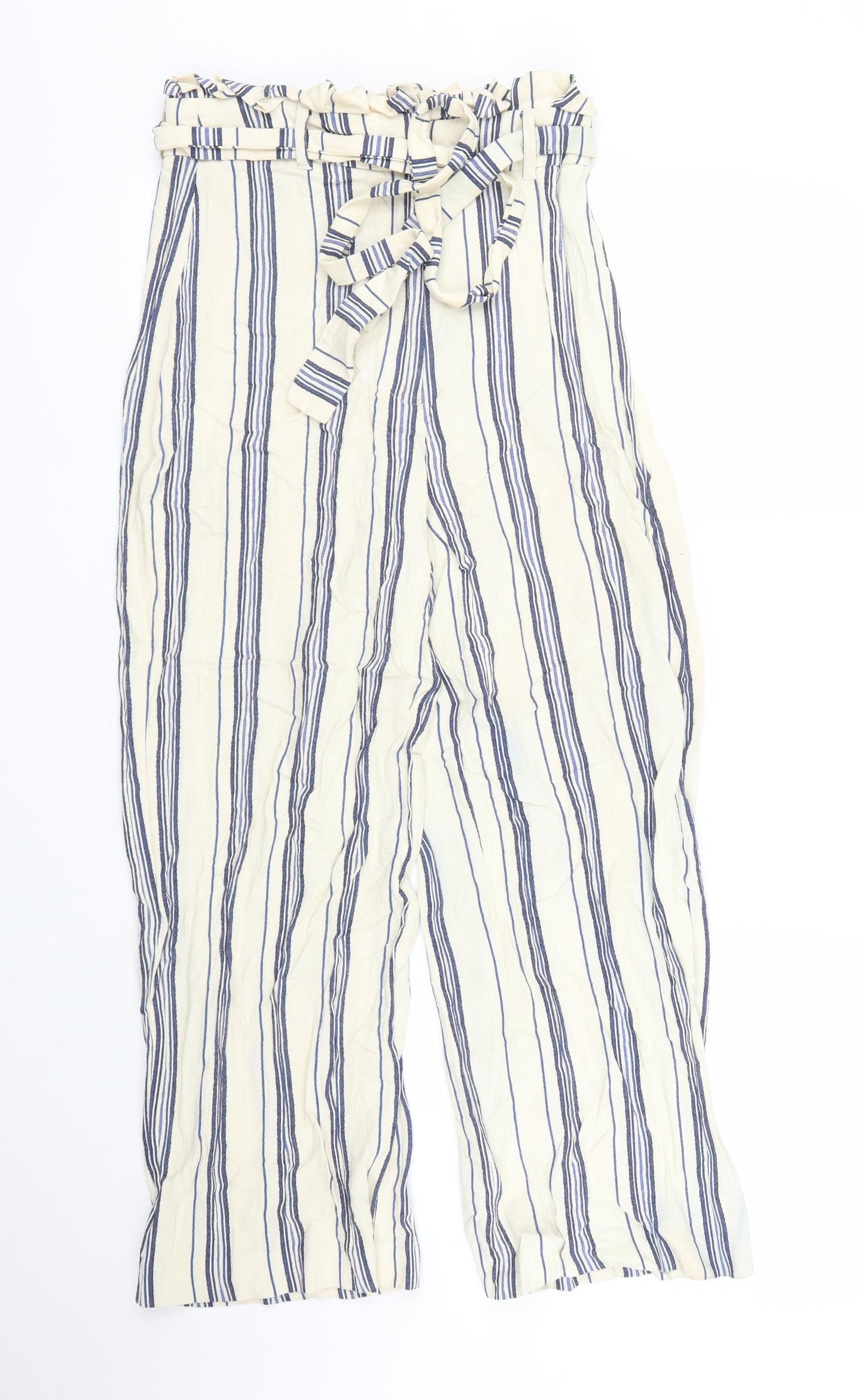 Womens UK Size 8 River Island Regular Fit Capri Beige Trousers