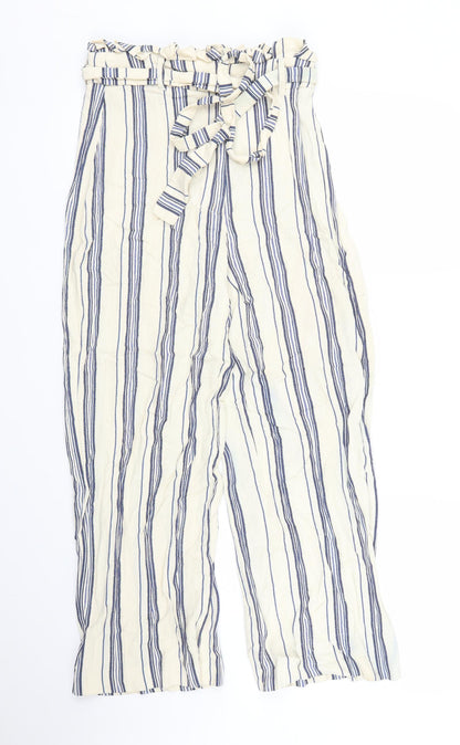 Womens UK Size 8 River Island Regular Fit Capri Beige Trousers