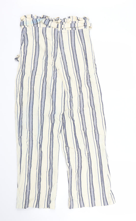 Womens UK Size 8 River Island Regular Fit Capri Beige Trousers