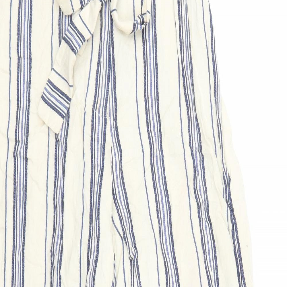 Womens UK Size 8 River Island Regular Fit Capri Beige Trousers