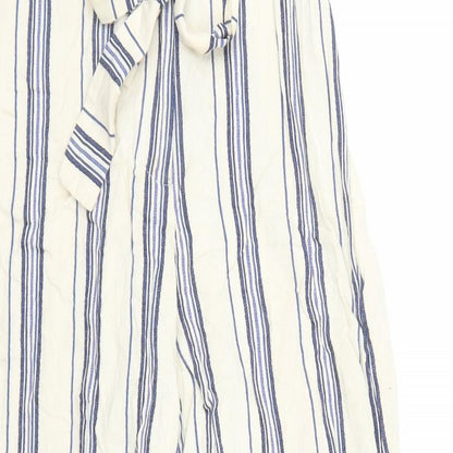 Womens UK Size 8 River Island Regular Fit Capri Beige Trousers