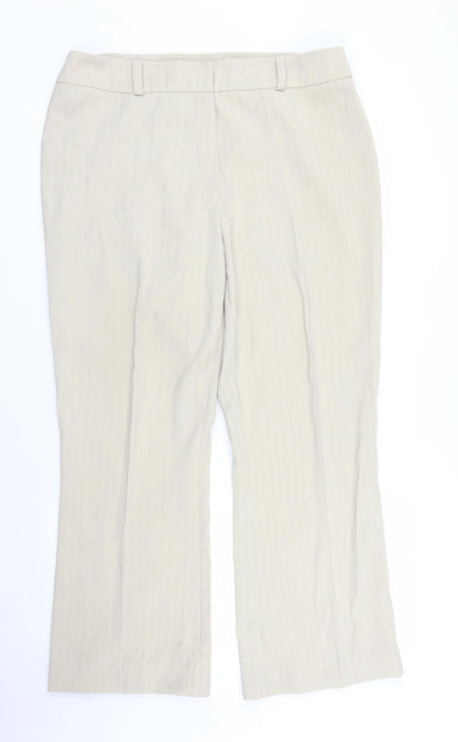 AMARANTO Womens Beige Striped  Trousers  Size 14 L29 in