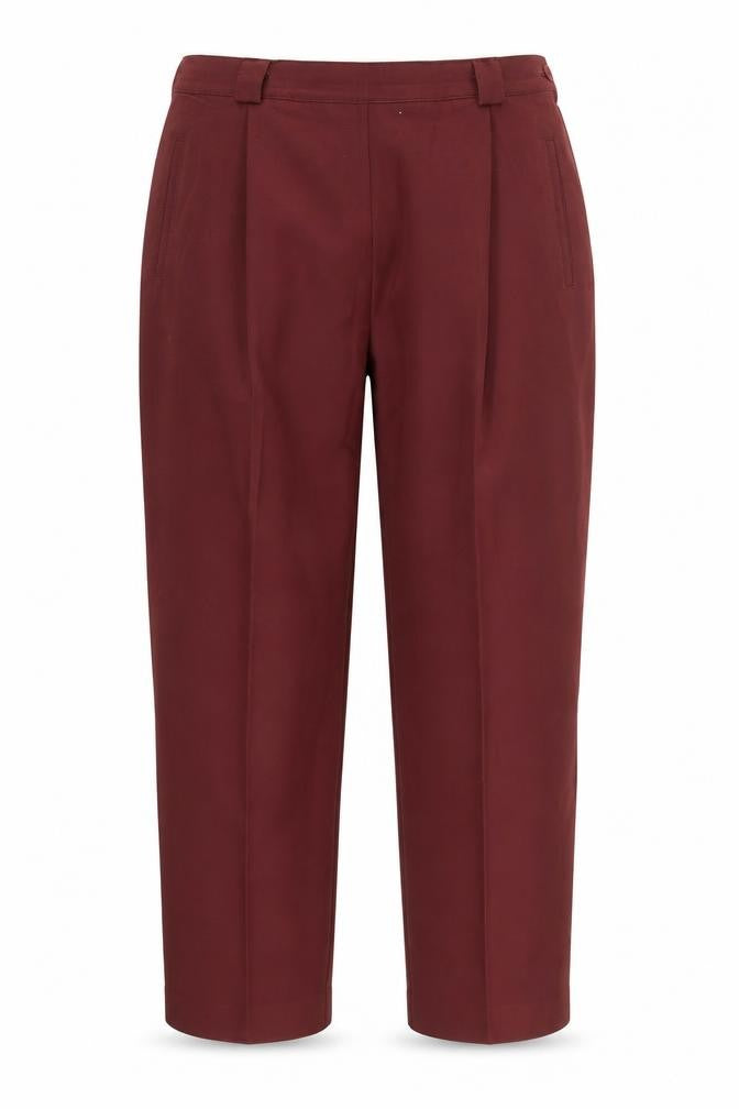 Front view of Marks & Spencer women’s purple pedal pusher trousers, size UK 32, in, 25-inch leg