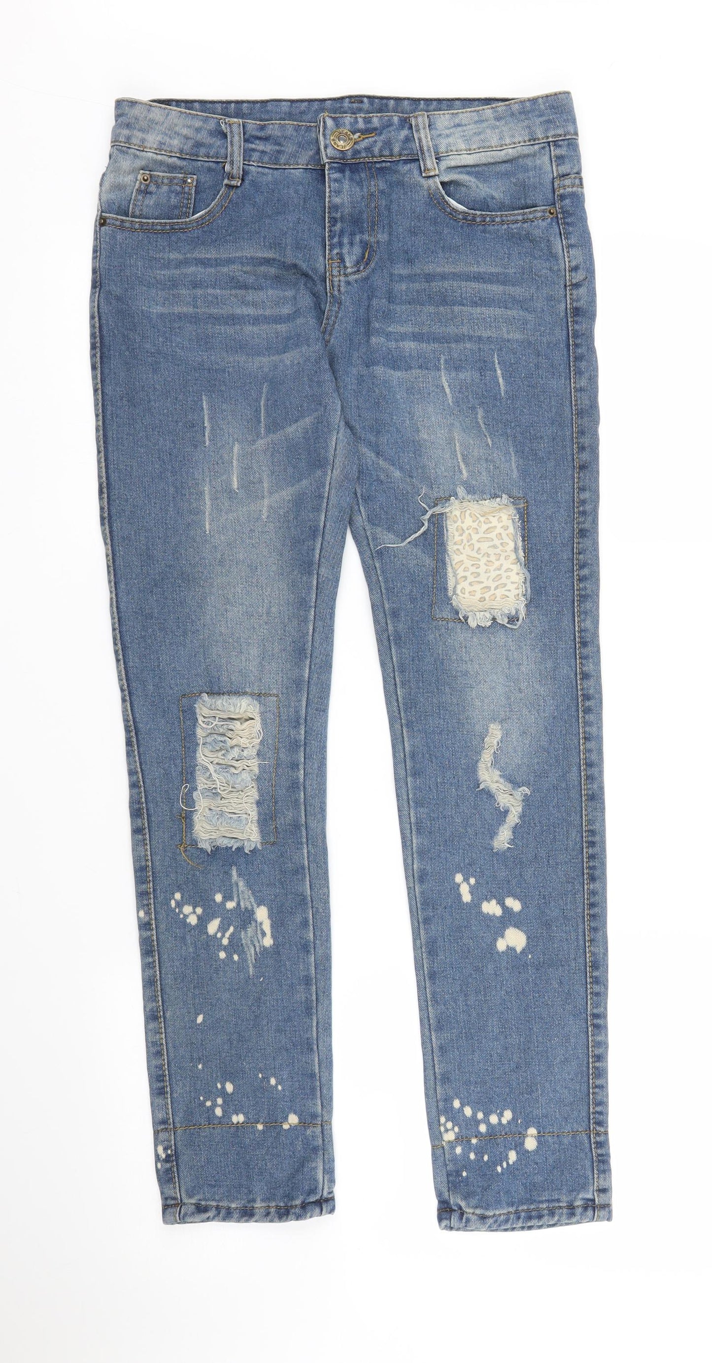 Womens UK Size S Preworn Regular Fit Skinny Blue Jeans