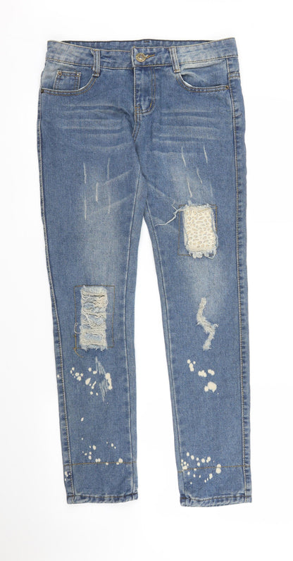 Womens UK Size S Preworn Regular Fit Skinny Blue Jeans