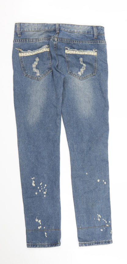 Womens UK Size S Preworn Regular Fit Skinny Blue Jeans