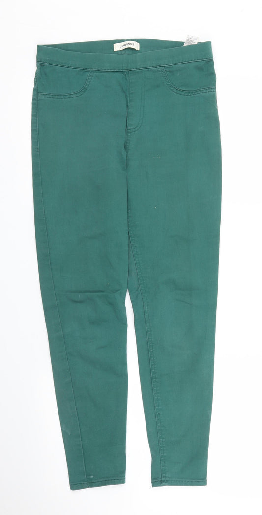 Womens UK Size 10 M&S Regular Fit Capri Green Trousers