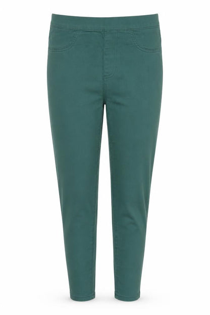 Front view of Marks & Spencer women’s green capri trousers, size UK 10, 24-inch leg