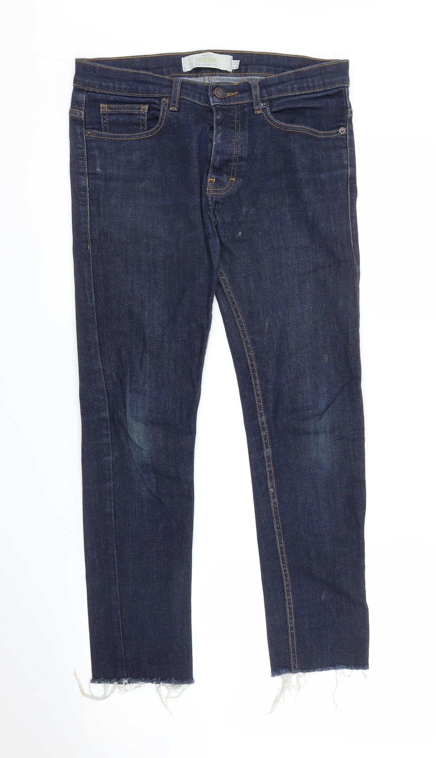 Mens UK Size 30 in Topman Regular Fit Straight Blue Jeans