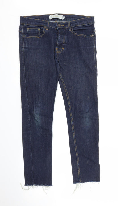 Mens UK Size 30 in Topman Regular Fit Straight Blue Jeans