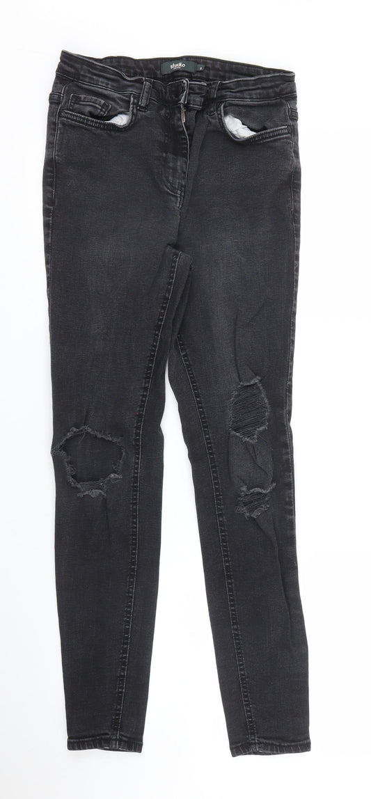 Womens UK Size 10 Studio Denim Regular Fit Skinny Black Jeans