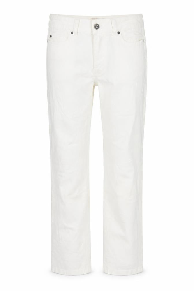 Front view of Only women’s white straight jeans, size M, 34-inch leg