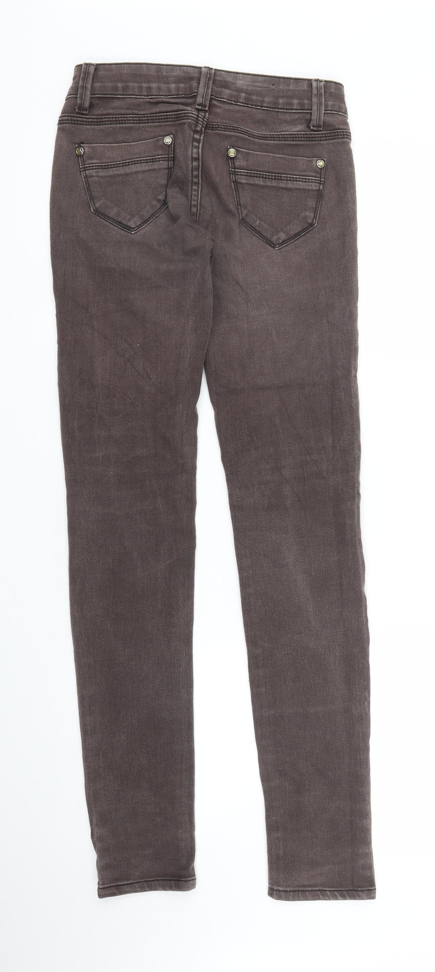 Womens UK Size XS By Sasha Regular Fit Skinny Brown Jeans