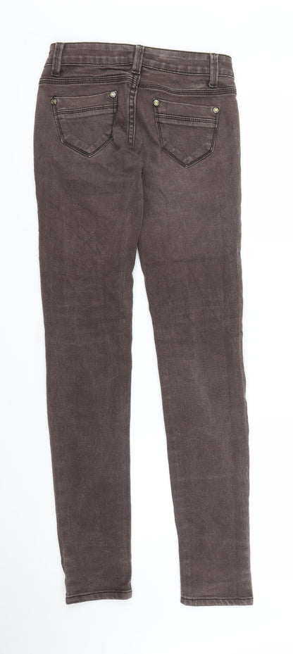 Womens UK Size XS By Sasha Regular Fit Skinny Brown Jeans