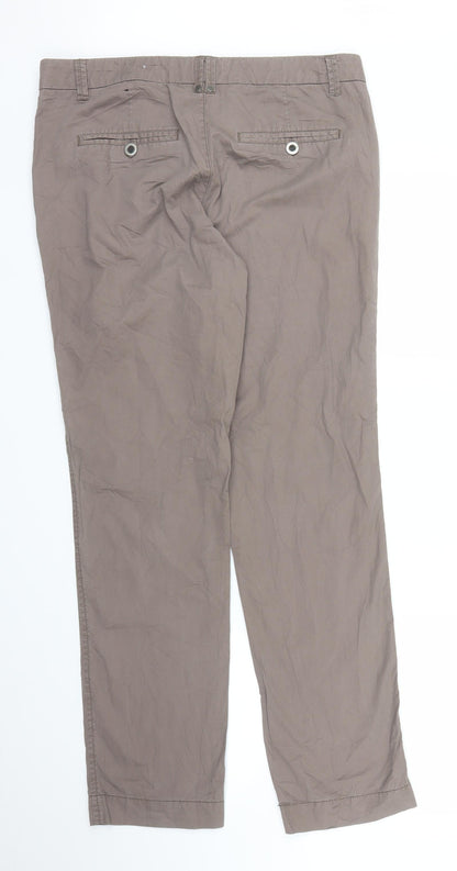 Back view of Zero women’s brown carpenter trousers, size UK 10, 30-inch leg