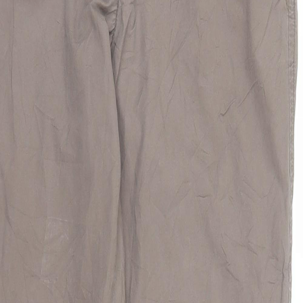 Close-up detail of Zero women’s brown carpenter trousers, size UK 10, 30-inch leg