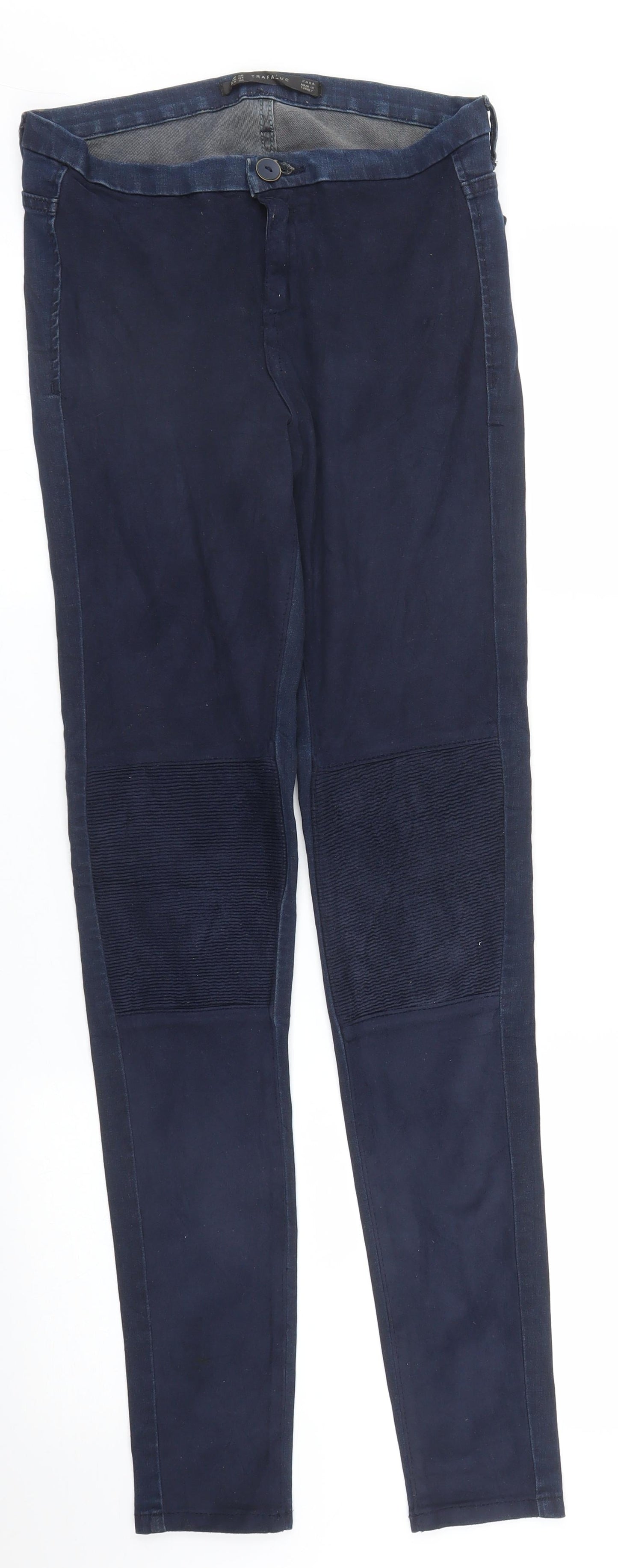 Womens UK Size 8 Zara Regular Fit Carrot Blue Trousers