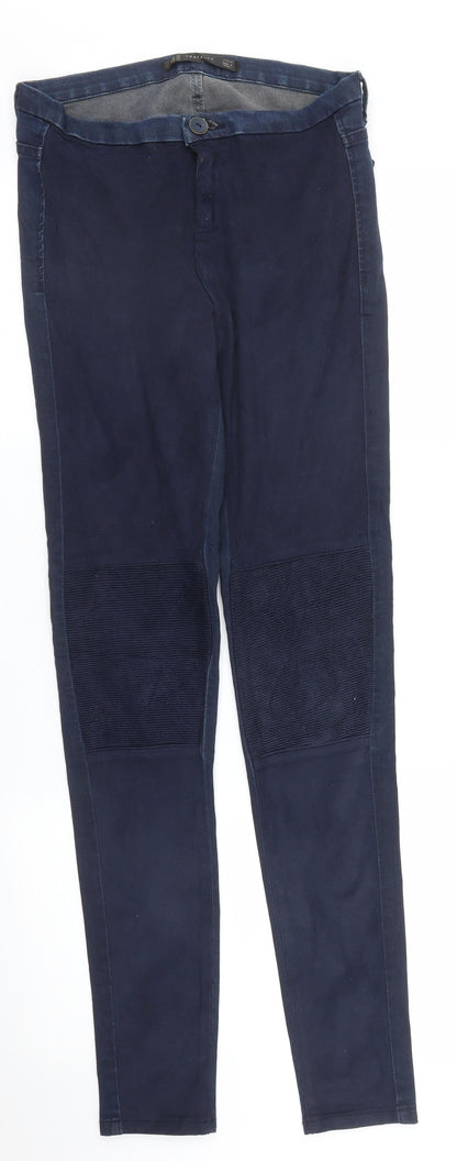 Womens UK Size 8 Zara Regular Fit Carrot Blue Trousers