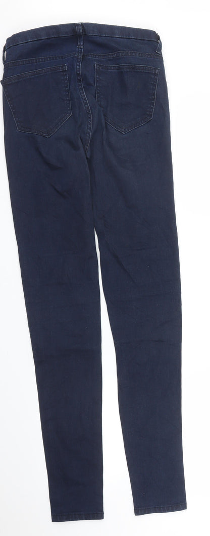Womens UK Size 8 Zara Regular Fit Carrot Blue Trousers