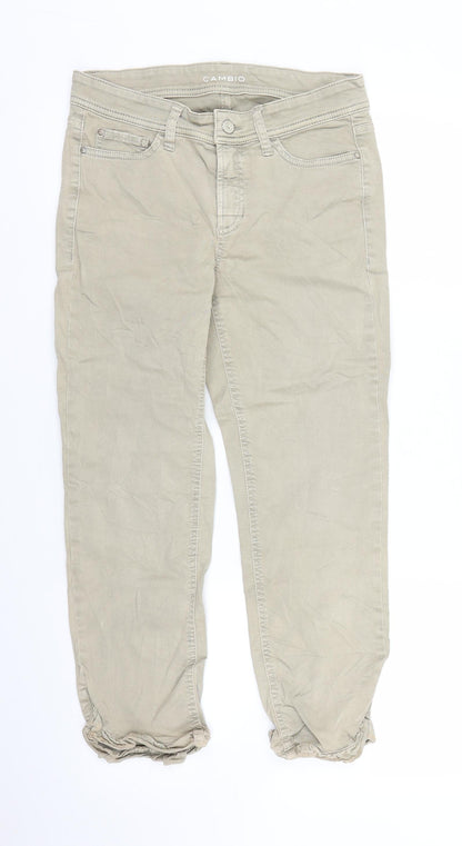 Womens UK Size 6 Cambio Regular Fit Capri Beige Jeans