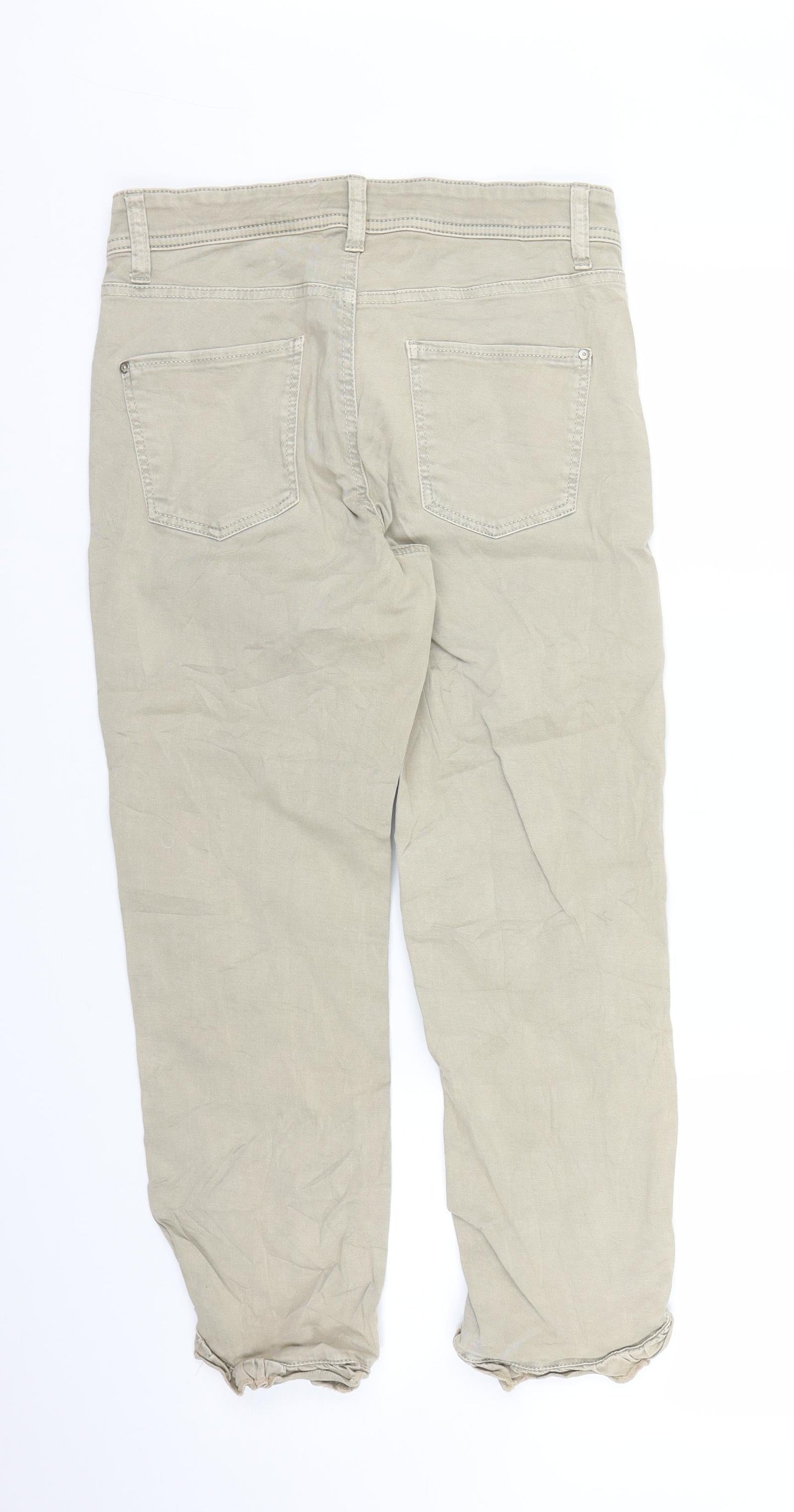 Womens UK Size 6 Cambio Regular Fit Capri Beige Jeans