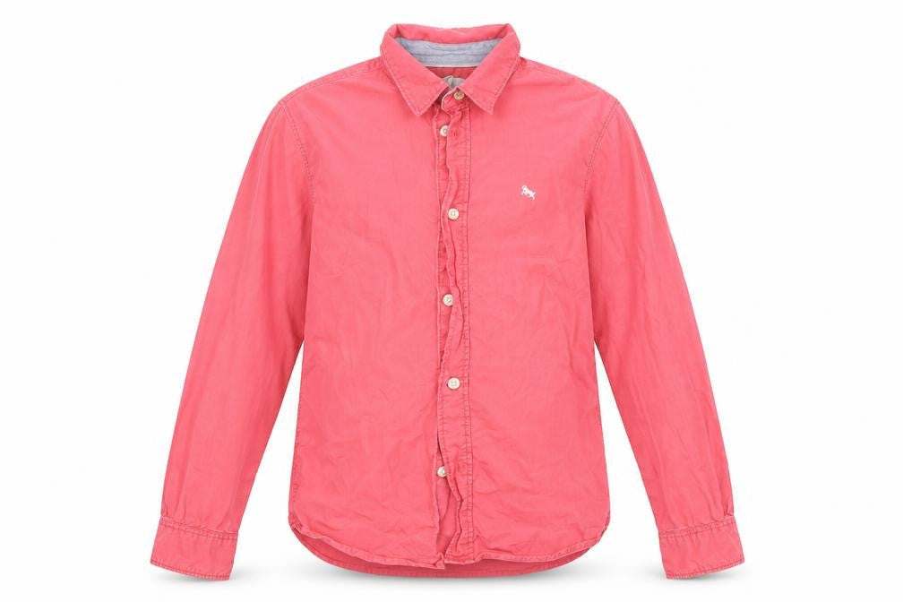 Front view of H&M girls’ pink basic button-up, size 11-12, years