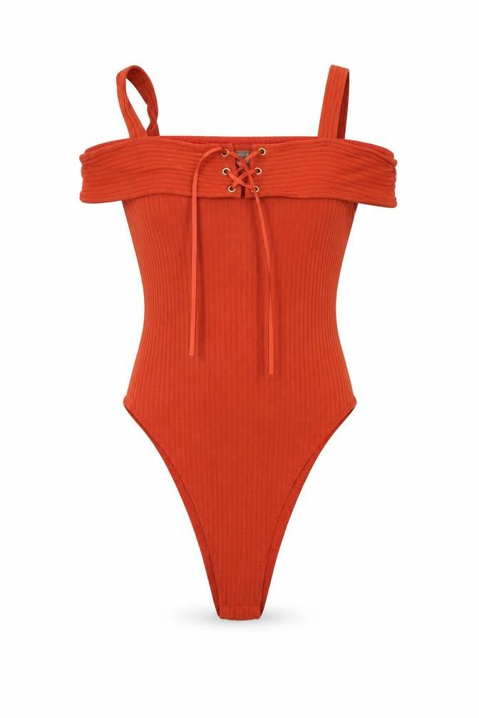 Womens UK Size 6 Primark One-Piece Orange Bodysuit