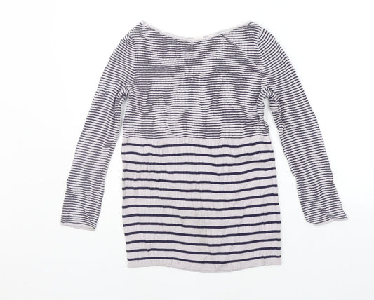Gap Womens White Striped  Pullover Jumper Size S