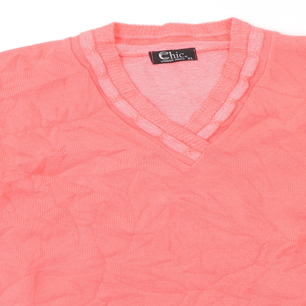 Womens UK Size XL CHIC Pink Pullover Jumper