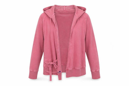 Front view of WOMbat women’s pink cardigan jumper, size M
