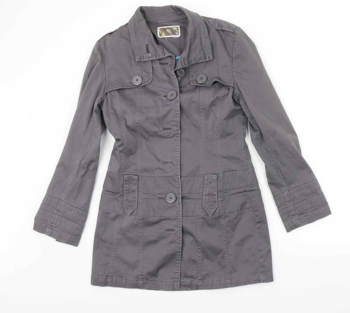 Additional front view of Frida G women’s grey jacket coat, size UK 10