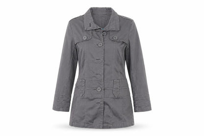 Front view of Frida G women’s grey jacket coat, size UK 10