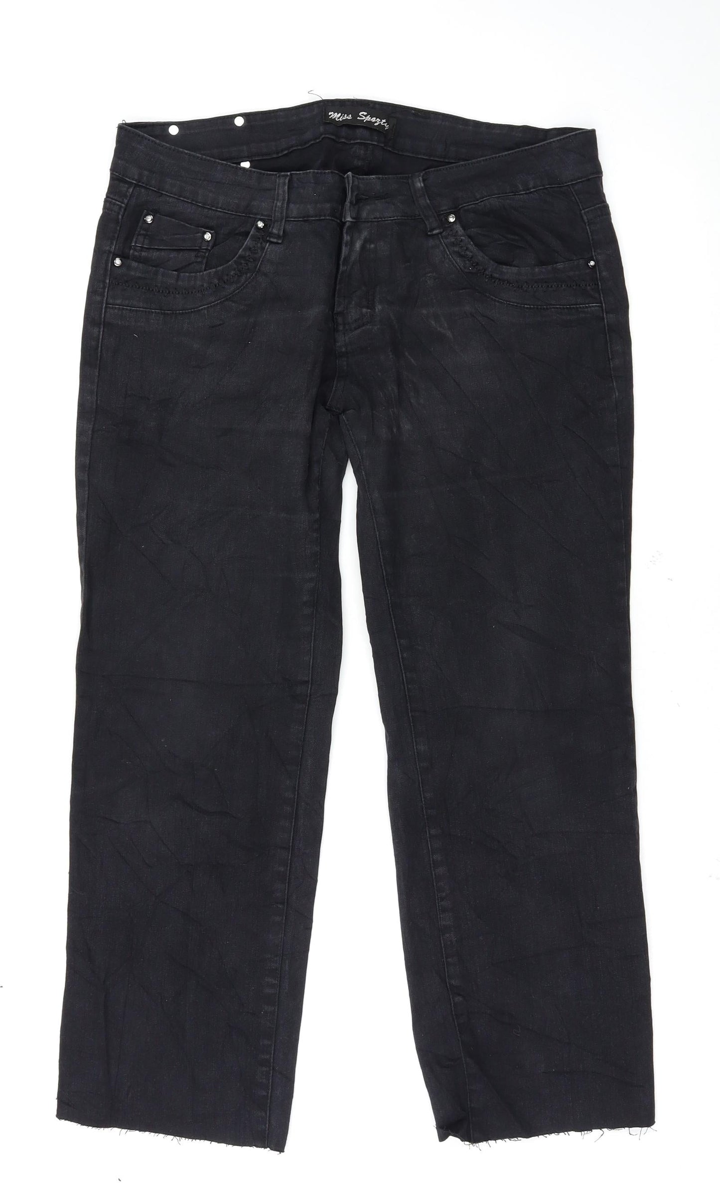 Womens UK Size 2XL Preworn Regular Fit Straight Black Jeans