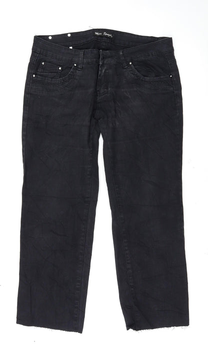 Womens UK Size 2XL Preworn Regular Fit Straight Black Jeans