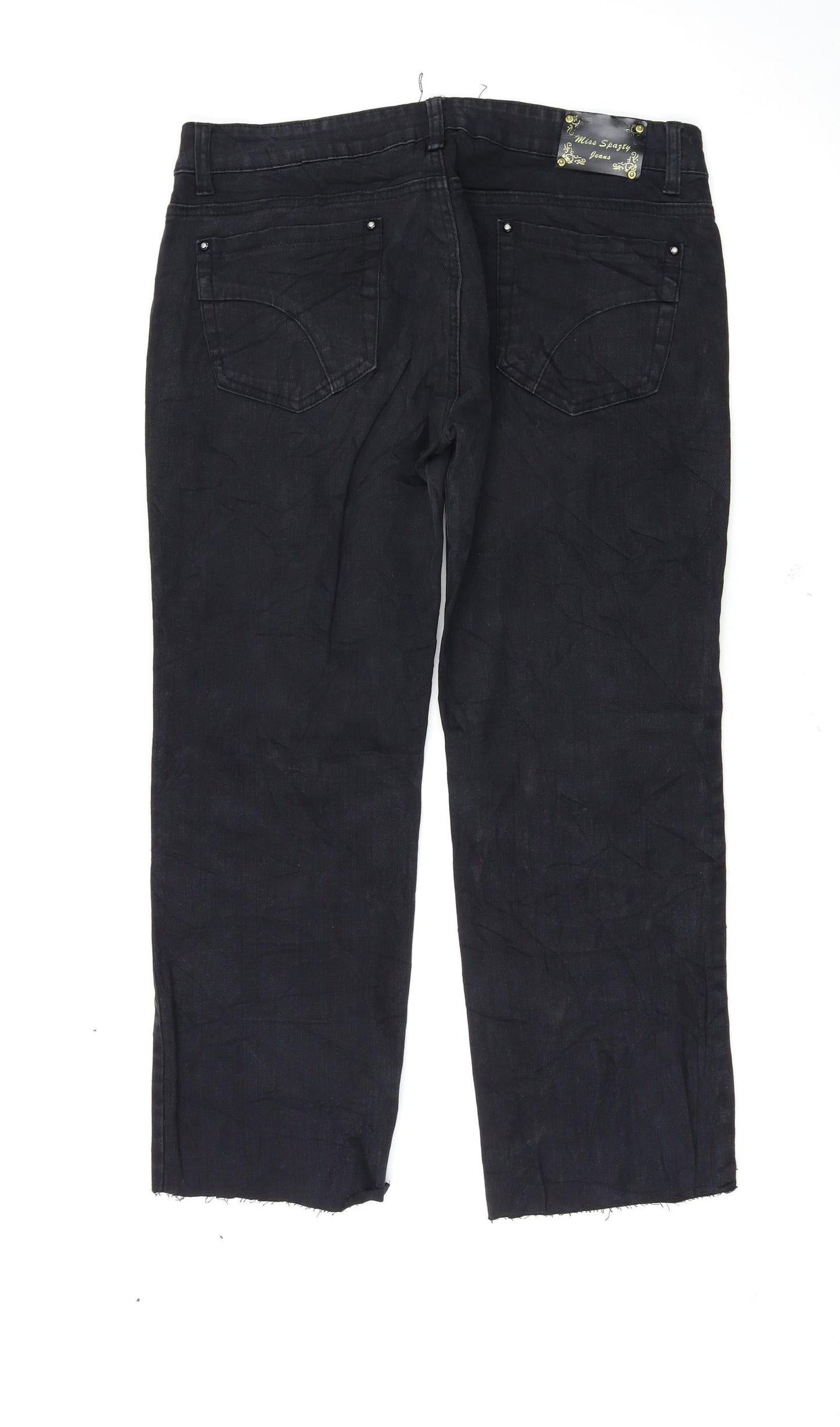 Womens UK Size 2XL Preworn Regular Fit Straight Black Jeans