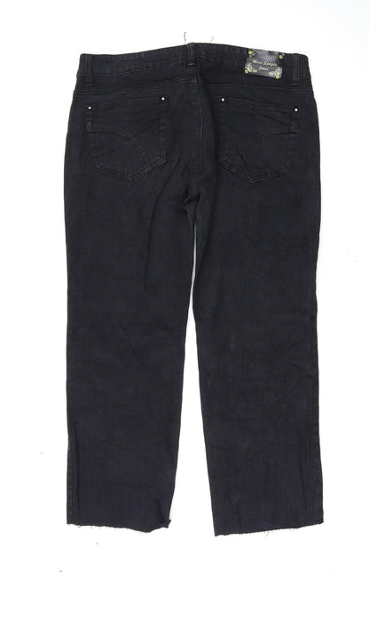 Womens UK Size 2XL Preworn Regular Fit Straight Black Jeans