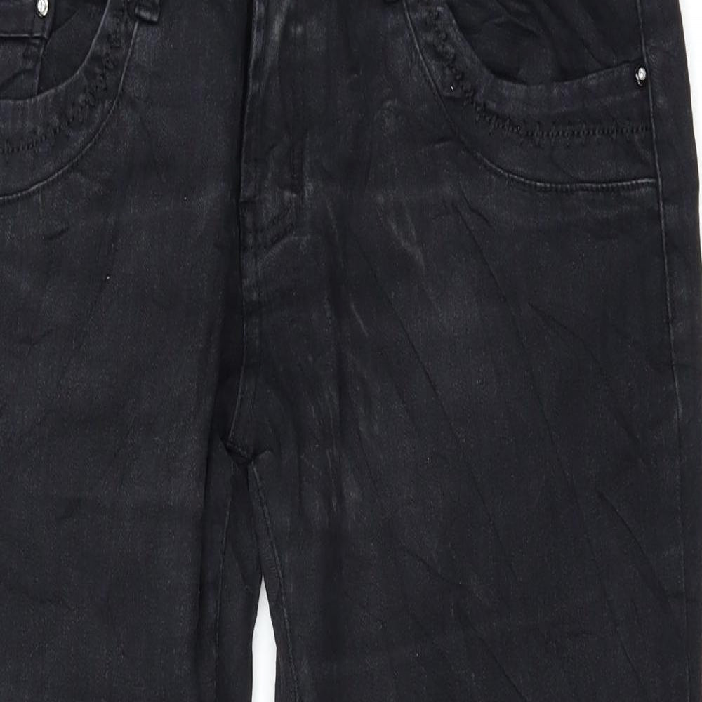 Womens UK Size 2XL Preworn Regular Fit Straight Black Jeans
