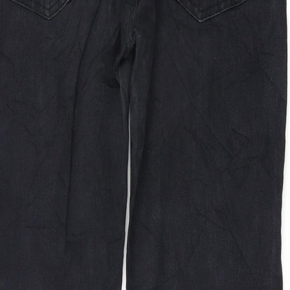 Womens UK Size 2XL Preworn Regular Fit Straight Black Jeans