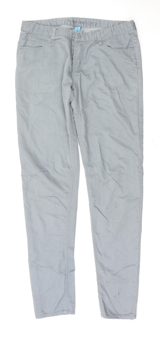 Denim & Co. Womens Grey   Trousers  Size 12 L31 in