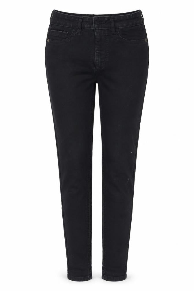 Front view of F&F women’s black skinny jeans, size UK 6, 27-inch leg
