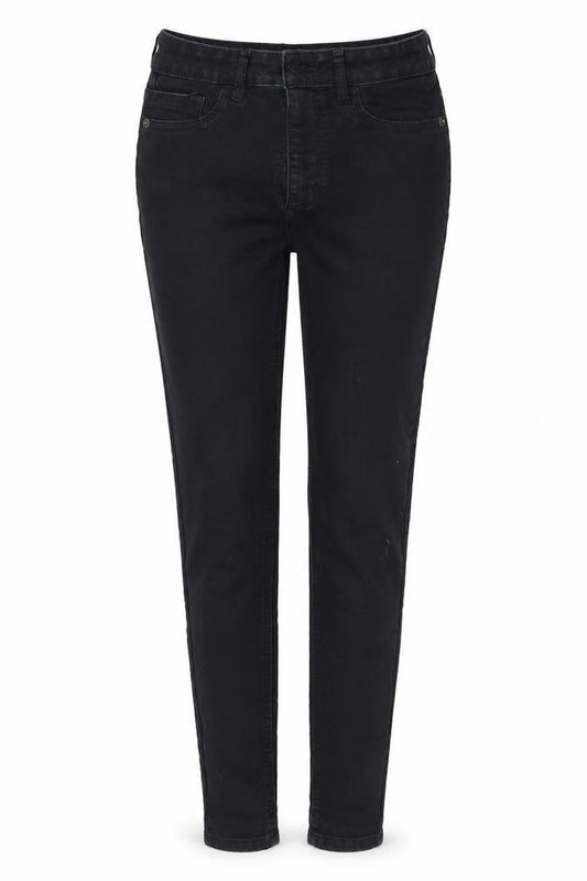 Front view of F&F women’s black skinny jeans, size UK 6, 27-inch leg