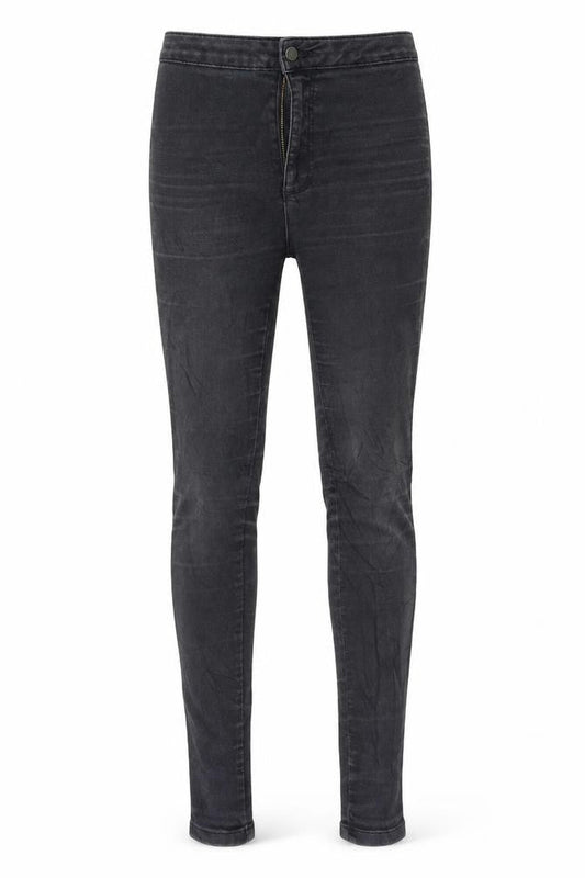 Front view of Miss Selfridge women’s black skinny jeans, size UK 4, 27-inch leg