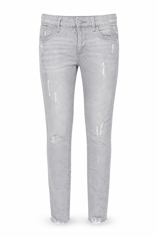 Front view of Denim & Co. women’s grey skinny jeans, size UK 6, 27-inch leg
