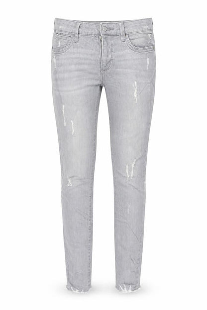 Front view of Denim & Co. women’s grey skinny jeans, size UK 6, 27-inch leg