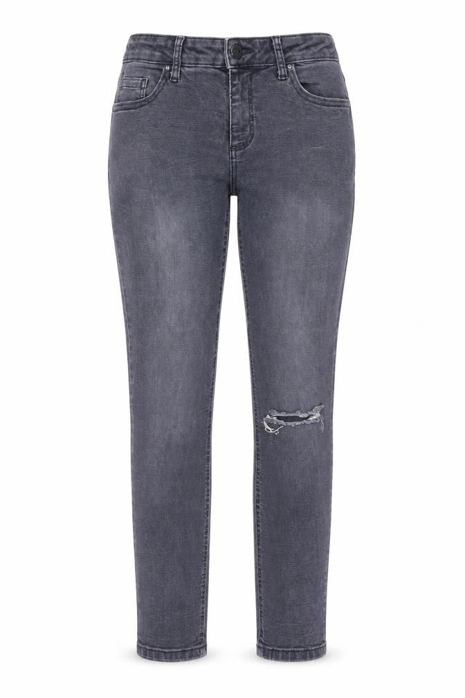 Front view of Dorothy Perkins women’s grey skinny jeans, size UK 10, 26-inch leg