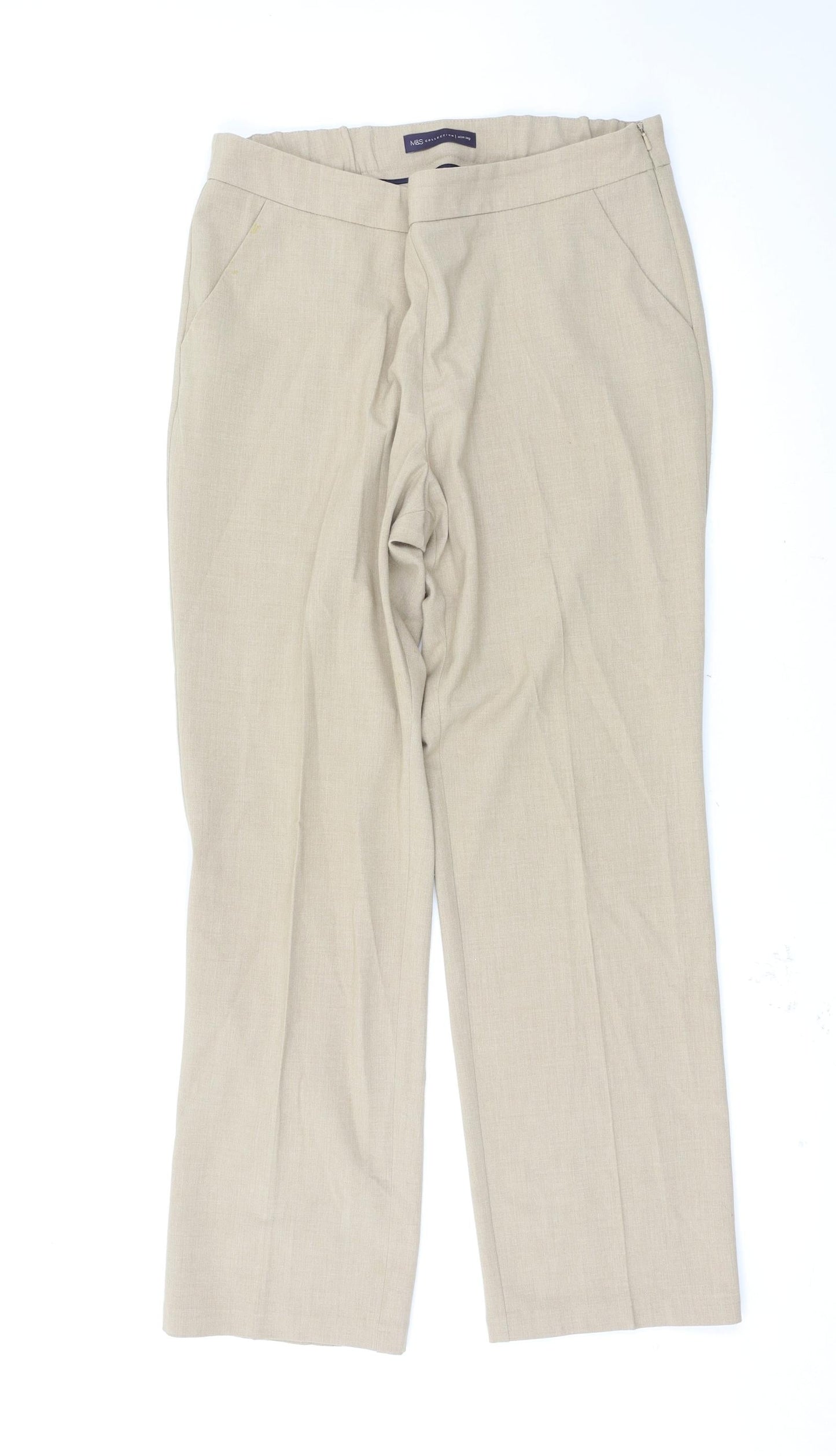 Womens UK Size 14 Marks and Spencer Regular Fit  Beige Trousers