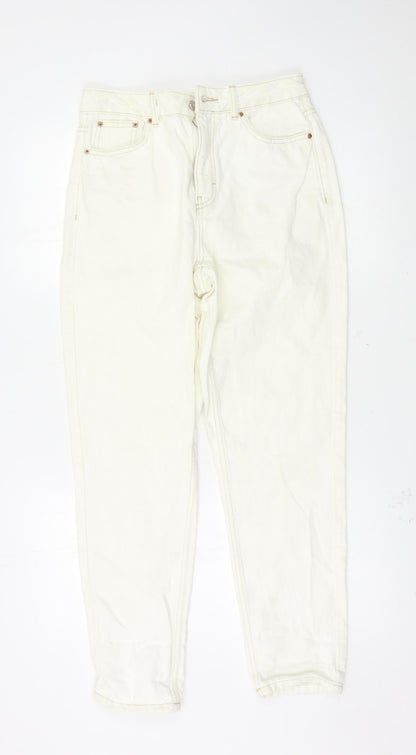 Womens UK Size 28 Preworn Regular Fit Straight White Jeans