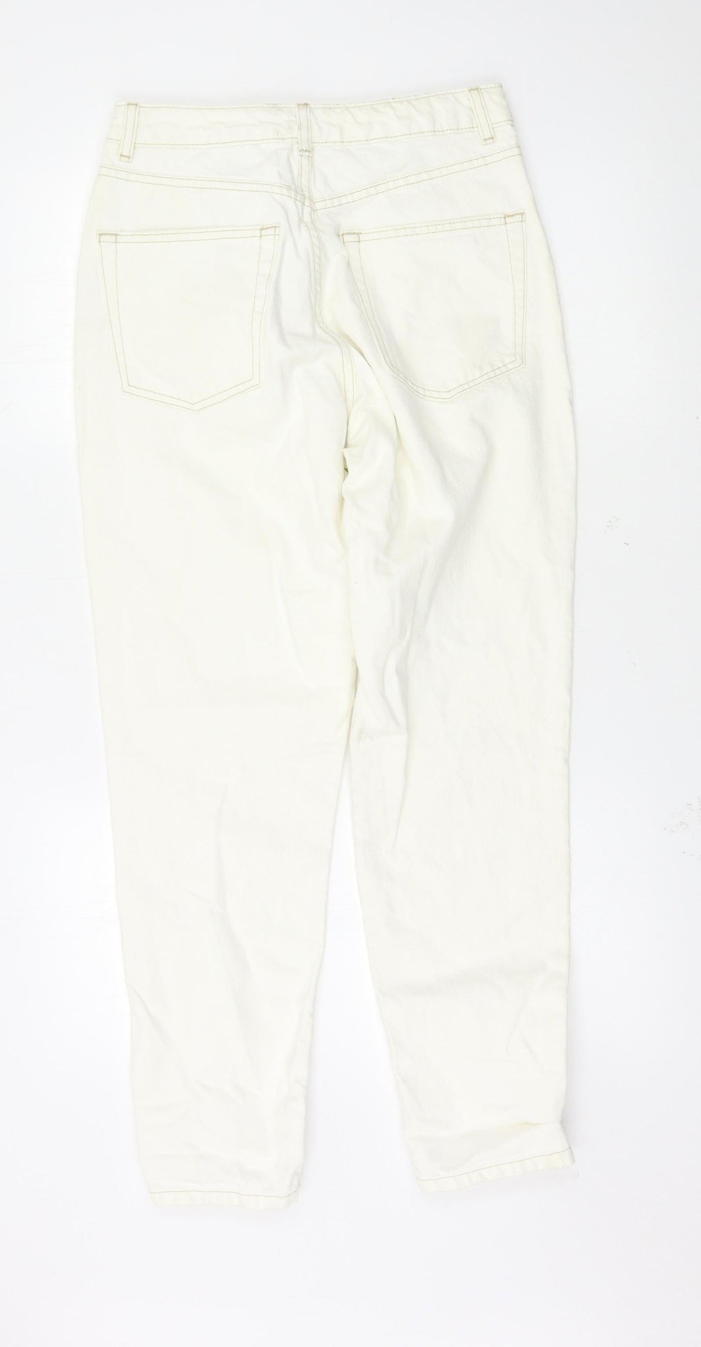 Womens UK Size 28 Preworn Regular Fit Straight White Jeans